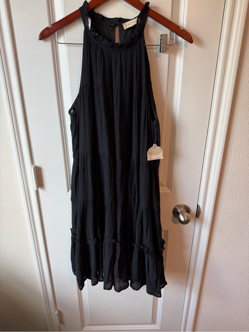 ⚡️NWT Altar’d State Black Tiered Halter Midi Dress